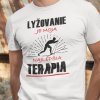 Tričko s potlačou Lyžovanie je moja terapia Pánsky Biela S