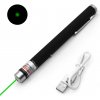 Laserové ukazovátko s USB nabíjaním - Zelené, 7mW