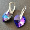 MSPERK Strieborné náušnice srdcia fialové Crystals Heliotrope Ag 925/1000