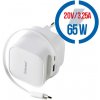 INTENSO W65ACIC GaN, USB-A/C, Nabíjačka, 65W, biel
