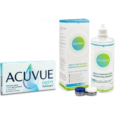 Acuvue Oasys with Transitions (6 šošoviek) + Solunate Multi-Purpose 400 ml s puzdrom