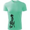 Husľový kľúč gitara - Pánske tričko Fantasy športové - S ( Mätová )
