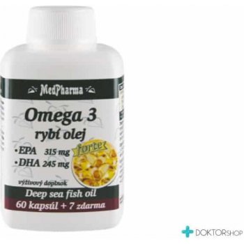 MedPharma Omega 3 Rybí olej Forte EPA + DHA 60+7 kapsúl