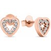 Brilio Silver Pôvabné bronzové náušnice so zirkónmi Srdiečka EA573R