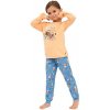 Bavlnené dievčenské pyžamo do manžety Cornette Kids Owls 2 marhuľová veľkosť 122/128