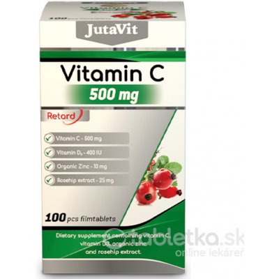 JUTAVIT Vitamín C 500 mg + D3 400 IU + zinok 15 mg s extraktom so šípok 100 tabliet