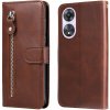 Peňaženkové kožené puzdro Calf Zipper na Oppo A58 5G - Hnedá