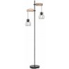 GLOBO 15326-2SN MINA Vintage stojaca lampa 2xE27 čierna, prírodné drevo