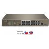 Tenda TEF1118P-16-150W PoE AT switch - 16x PoE 100 Mb/ s + 1xUplink 1Gb/ s RJ45/ SFP, PoE+ 135W, fanless TEF1118P-16-150W