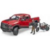 BRUDER 2502 Terénne auto RAM s motocyklom a figúrkou