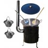 Home Cook kotol na guláš a zabíjačku nerez 50 L (1,2 mm), Home Cook kotlina 50 cm KOV, Perfect Cauldron pokrievka 57 cm SMALT, Home Cook kotlíky na guláš servírovacie nerez 0,8 l 2 ks INOX, vareška 60