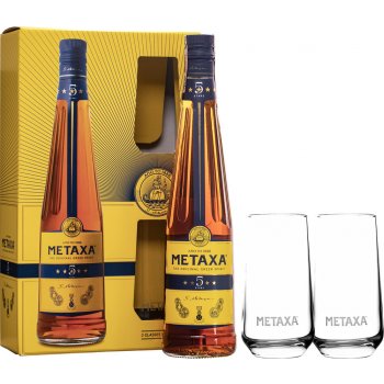 Metaxa 5* 38% 0,7 l (darčekové balenie 2 poháre)