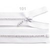 Kosticový zips šírka 4 mm dĺžka 50 cm so štrasovými kamienkami - 1 ks - biela - 101 biela