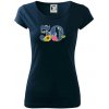 Kvetinové číslo kreslené - 50 - Dámske tričko Pure - XL ( Tmavomodrá (veľmi tmavá - skoro čierna) )