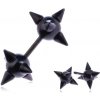 Šperky eshop - Falošný oceľový piercing do ucha - čierna špicatá hviezdica W05.03