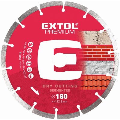 Extol Premium 108714 | Diamantový rezný kotúč segmentový na suché rezanie priemer 180x7,0x2,4x22,23 mm