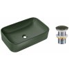 Comad Súprava keramického umývadla na dosku a výpuste Kama 60 cm zelená