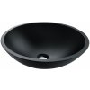SAPHO BEAUTY TELICA Ø42cm umývadlo na dosku okrúhle, bez prepadu, sklenené, čierne, TY181B