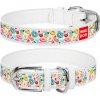 Obojok kožený Waudog Donuts biely Délka: 38-49cm/2,5cm