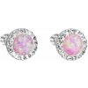 Strieborné náušnice kôstky so syntetickým opálom a krištáľmi Preciosa ružové okrúhle 31317.1 Pink s. Opal