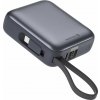 Swissten Power bank 10000 mAh s integrovanými kabely - USB-C, A, Lightning / šedá