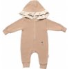 Baby Nellys Teplákový overal s kapucňou a volánikom New Bunny cappuccino
