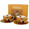 Porcelánové šálky na kávu a čaj s podšálkami DUO ART GALLERY TOPAZ BY A. MUCHA 250 ml 2 ks.