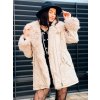 Dámska zimná béžová bunda s kožušinou - M