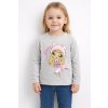 Fashionkids Dievčenské tričko s potlačou a mašličkou – sivé Farba: Sv.sivá, Veľkosť: 110
