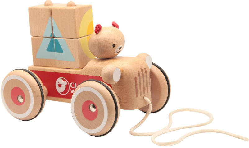 RAPPA Auto drevené ťahacie s medveďom Coco a kockami