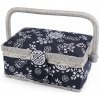 Kazeta / košík na šitie čalúnený - modrá tmavá