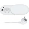 Solight 1z + USB A+C 20W PD vstavaná zásuvka s posuvným viečkom, 2m, matná biela PP124CW-PD20