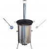 Goulash Cauldron kotlík na guláš nerez 1,2 mm 40 l, pokrievka smalt 53 cm, Goulash Cauldron kotlina nerez 45 cm LUX, vareška 50 cm SMREK, naberačka antikor INOX