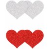 NS Novelties Pretty Pasties Glitter Hearts Red Silver 2 Pairs