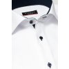 Pánska košeľa ETERNA Modern Fit Royal Oxford biela s modrým kontrastom Non Iron predľžený rukáv, Veľkosť 45