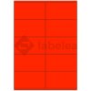 Labelea Samolepiace etikety 105x57 mm signálne farebné papierové, na hárku A4, pre laserovú tlač, Farba etikiet Signálna červená, Počet hárkov v balení 100 EPY105057SR010S