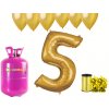 HeliumKing Hélium párty set na 5. narodeniny so zlatými balónmi