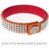 Náramok Levien kožený swarovski oranžový s čírymi kryštáľmi - 1337