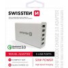 SWISSTEN Sieťový adaptér Qualcomm 3.0 Quick Charge + SMART IC 5× USB 50 W Power, biely 22013306