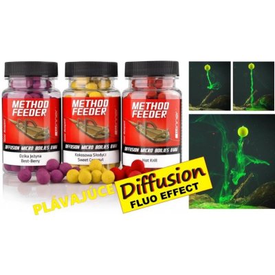 Winner plavajúce boilies Method Feeder Diffusion Micro 40g 8mm Garlic Candy