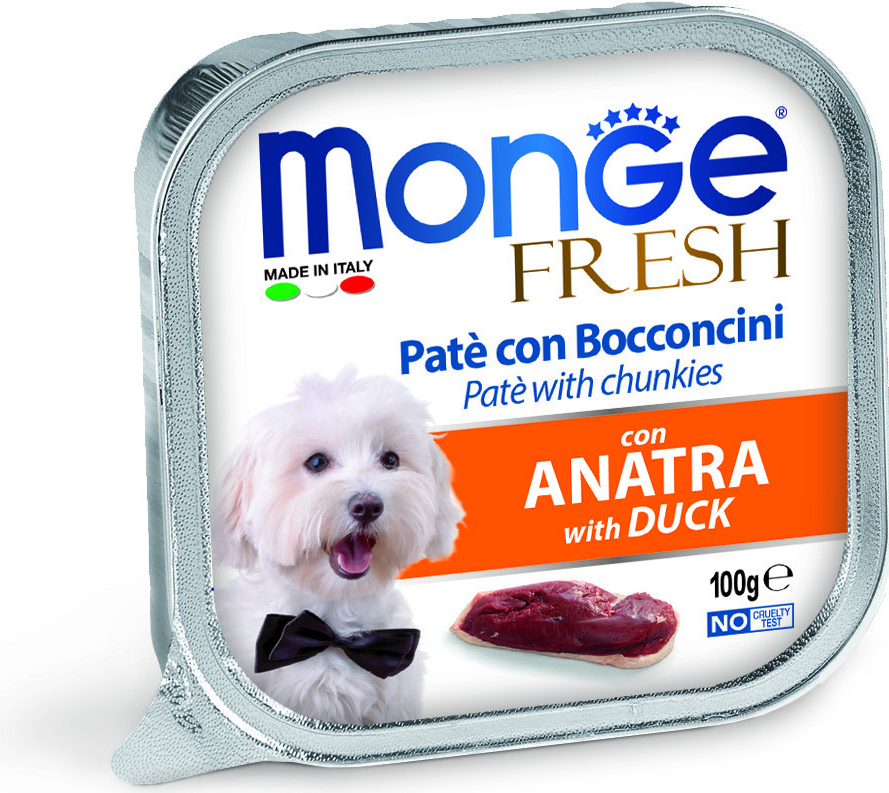 MONGE Dog Fresh paštéta a kúsky s kačicou 100 g