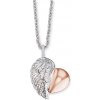 Engelsrufer Strieborný bicolor náhrdelník Srdce s krídlom a zirkónmi ERN-LILHEARTWBI