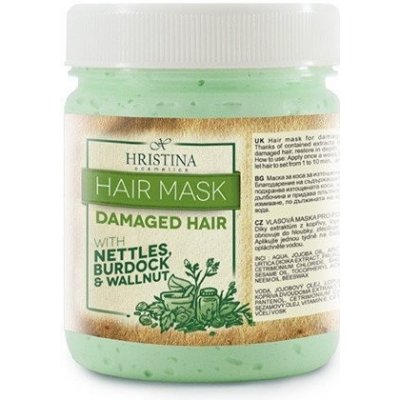Hristina Prírodná vlasová maska pre poškodené vlasy kopřiva, orech, lopúch 200 ml