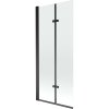 Mexen Castor, 2-krídlová vaňová zástena 80 x 150 cm, 6 mm číre sklo, čierny profil, 892-080-002-70-00