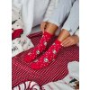 Dámske vianočné ponožky Milena 1283-039 buldogy a snehové vločky 37-41 červená 37-41