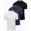 Ombre BASIC men's cotton polo t-shirt set - black/green/white šedá XL Ombre 5907064569373