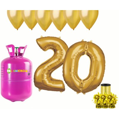 HeliumKing Hélium párty set na 20. narodeniny so zlatými balónmi