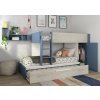 TRS-SPAIN Poschodová posteľ pre troch so šatníkovou skriňou Multi smoky blue