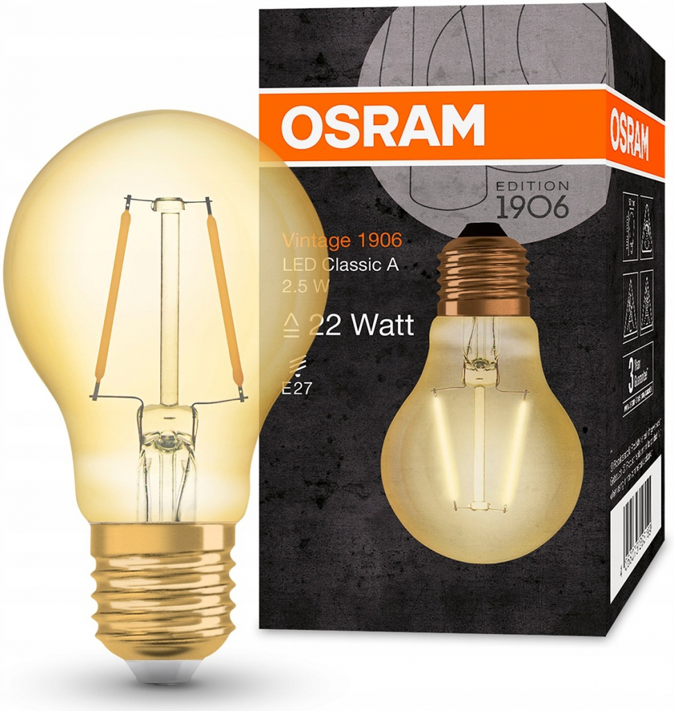 Osram LED žiarovka E27 2,5W Vintage 1906 EDISON