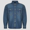 Dickies Košele s dlhým rukávom MECHANIC DENIM SHIRT LS KHAKI TINTED BLUE Modrá